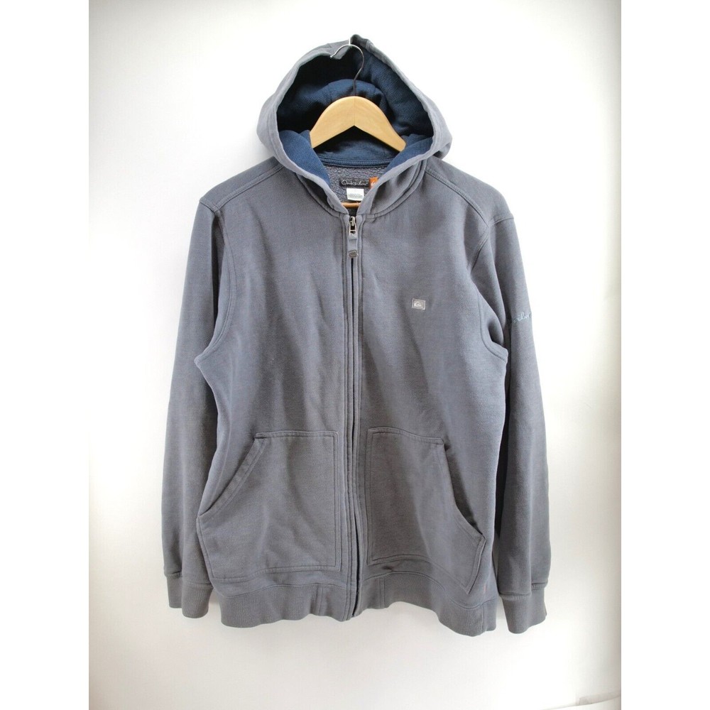 Quicksilver Hoodie Jacket Men's M Grey Solid‎ Zip-up